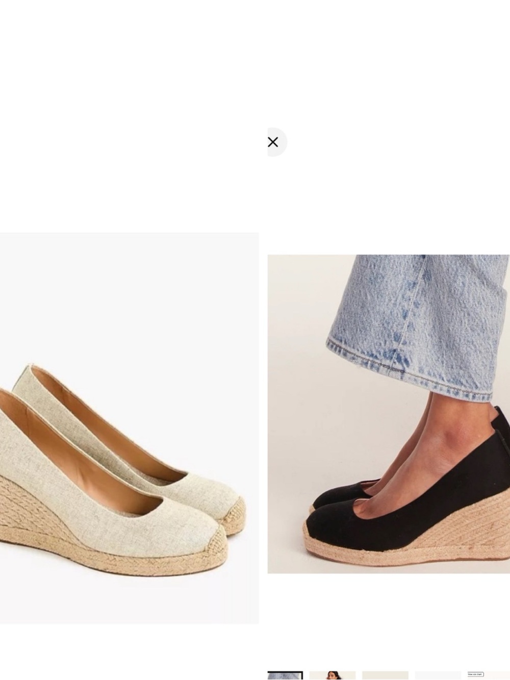 J. Crew Bundle Seville Espadrille Wedge Canvas Pumps in Black and Natural 9